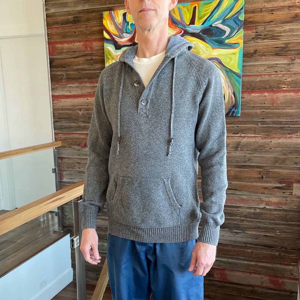 Men’s Le 31 Simons Blue Cotton Knit Hoodie Sweater